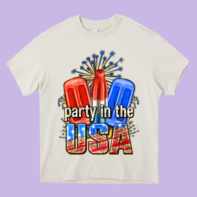 Party In The Usa Popsicles Billie Wilder Heavy Core Tee Designed By Texasbilliewilder