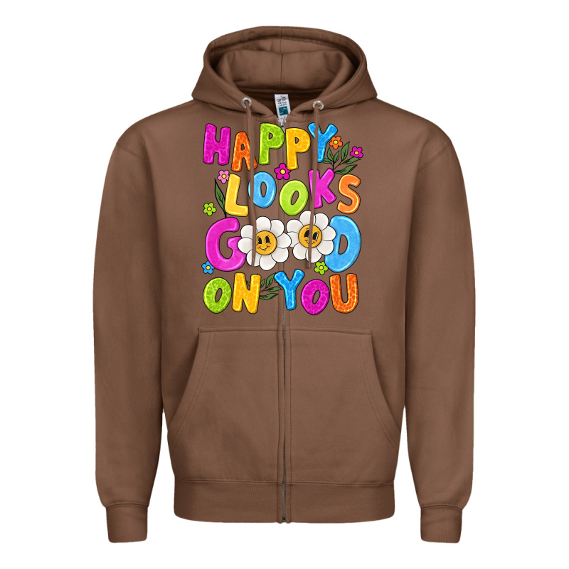 Happy Looks Good On You Zipper Hoodie by NancyCooperArtShop | Teevron