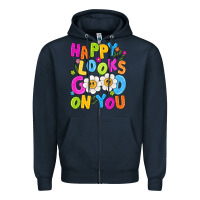 Navy happy looks good on you Zipper Hoodie - NancyCooperArtShop