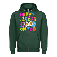 Sports Green happy looks good on you Zipper Hoodie - NancyCooperArtShop