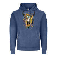 Vintage Denim sunflower boho bull skull with hands Vintage Hoodie - RanaPortraitStore