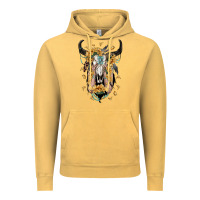 Vintage Mustard sunflower boho bull skull with hands Vintage Hoodie - RanaPortraitStore