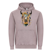 Vintage Zinc sunflower boho bull skull with hands Vintage Hoodie - RanaPortraitStore