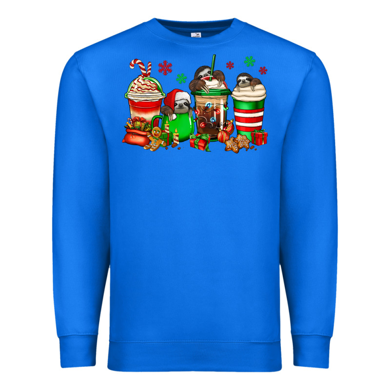 Christmas Sloth Coffee Cups Premium Sweatshirt by Jasminsmagicworld | Teevron
