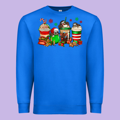 Christmas Sloth Coffee Cups Premium Sweatshirt Designed By Jasminsmagicworld