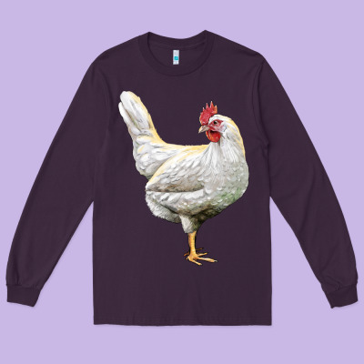 Leghorn Chicken Long Sleeve Tee Designed By Lillyallendesigns