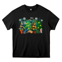 Black christmas trees with hockey Heavy Core Tee - Zillion Design Studio