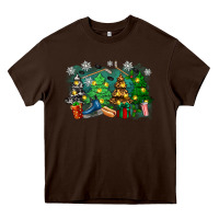 Chocolate Brown christmas trees with hockey Heavy Core Tee - Zillion Design Studio