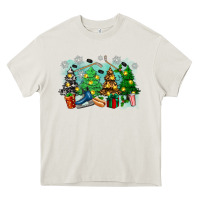 Cream christmas trees with hockey Heavy Core Tee - Zillion Design Studio