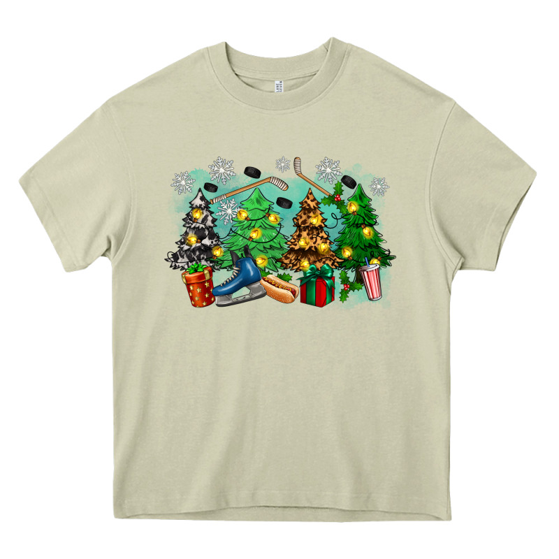 Christmas Trees With Hockey Heavy Core Tee by Zillion Design Studio | Teevron