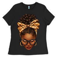 Black plaid bandana afro woman Ladies Tee - texasbilliewilder