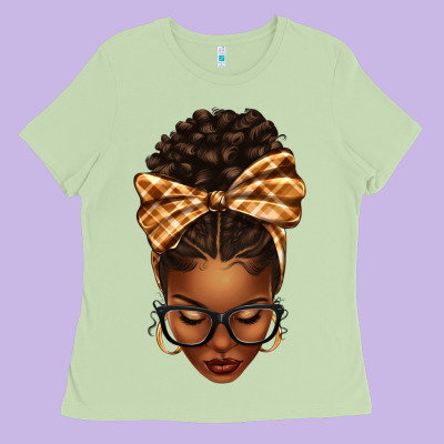 Ladies Tee plaid bandana afro woman