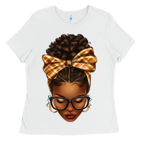 White plaid bandana afro woman Ladies Tee - texasbilliewilder