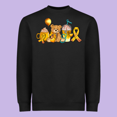Childhood Cancer Ribbon And Coffee Cups Heavyweight Sweatshirt Designed By Adodesignshop