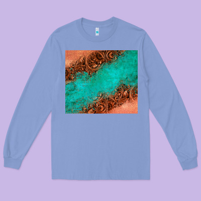 Leather Turquoise Glitter Tumbler Long Sleeve Tee Designed By Jasminsmagicworld