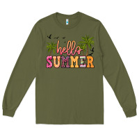 Army Green hello summer Long Sleeve Tee - JahusDesignShop