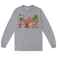 Heather Grey hello summer Long Sleeve Tee - JahusDesignShop