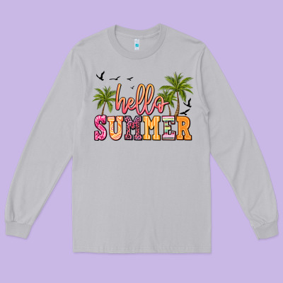 Hello Summer Long Sleeve Tee Designed By Jahusdesignshop