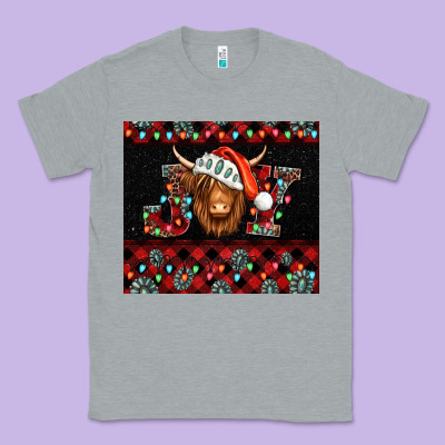 Joy Shaggy Cow Christmas Classic Tee Designed By Jasminsmagicworld