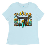 Baby Blue quilting life western Ladies Tee - texasbilliewilder