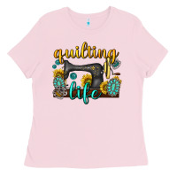 Bubblegum Pink quilting life western Ladies Tee - texasbilliewilder