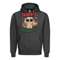 Charcoal Heather happy owlidays Zipper Hoodie - MaliasSmallBusiness