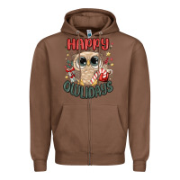Chestnut happy owlidays Zipper Hoodie - MaliasSmallBusiness