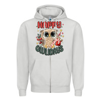 Dove Grey happy owlidays Zipper Hoodie - MaliasSmallBusiness