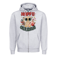 Heather Grey happy owlidays Zipper Hoodie - MaliasSmallBusiness
