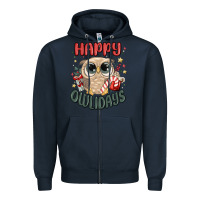 Navy happy owlidays Zipper Hoodie - MaliasSmallBusiness
