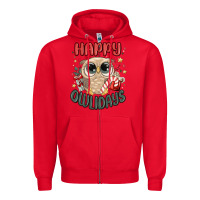 Red happy owlidays Zipper Hoodie - MaliasSmallBusiness