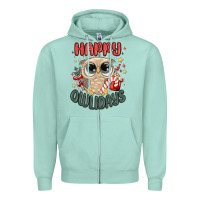 Seafoam happy owlidays Zipper Hoodie - MaliasSmallBusiness
