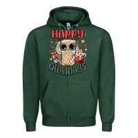 Sports Green happy owlidays Zipper Hoodie - MaliasSmallBusiness