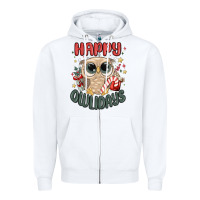 White happy owlidays Zipper Hoodie - MaliasSmallBusiness