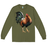 Army Green American Game Rooster Long Sleeve Tee - LillyAllenDesigns