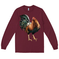 Burgundy American Game Rooster Long Sleeve Tee - LillyAllenDesigns