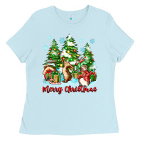 Baby Blue merry christmas rabbits Ladies Tee - Zillion Design Studio