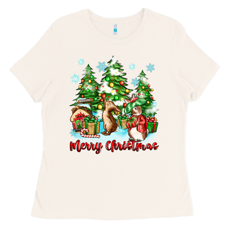 Merry Christmas Rabbits Ladies Tee by Zillion Design Studio | Teevron