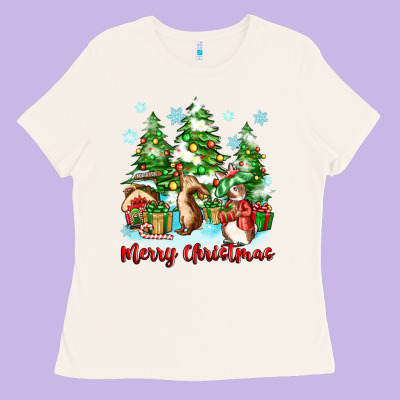 Merry Christmas Rabbits Ladies Tee Designed By Zillion Design Studio