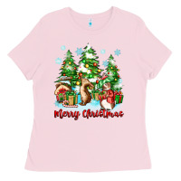 Bubblegum Pink merry christmas rabbits Ladies Tee - Zillion Design Studio