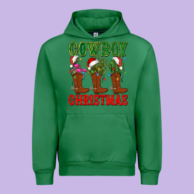 Cowboy Christmas Boots Cactus Urban Hoodie Designed By Cowgirlartshop