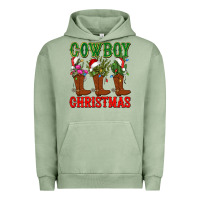 Pigment Oil Green cowboy christmas boots cactus Urban Hoodie - CowGirlArtShop