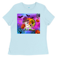 Baby Blue halloween unicorn Ladies Tee - Zillion Design Studio