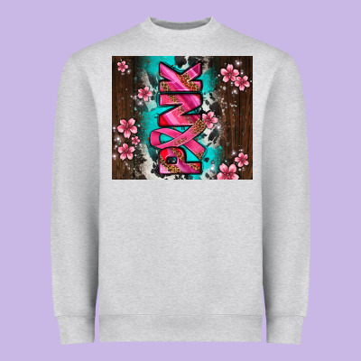 Western Pattern Pink With Floral Cancer Ribbon Heavyweight Sweatshirt Designed By Adodesignshop