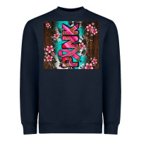Navy western pattern pink with floral cancer ribbon Heavyweight Sweatshirt - AdoDesignShop