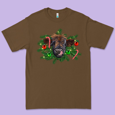 Christmas Highland Calf Premium Tee Designed By Ranaportraitstore
