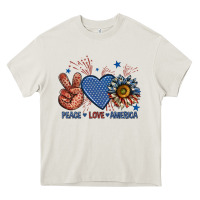 Cream peace love america billie wilder Heavy Core Tee - texasbilliewilder