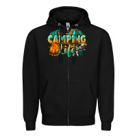 Black camping life Zipper Hoodie - NancyCooperArtShop