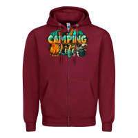 Burgundy camping life Zipper Hoodie - NancyCooperArtShop