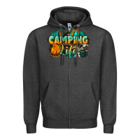 Charcoal Heather camping life Zipper Hoodie - NancyCooperArtShop